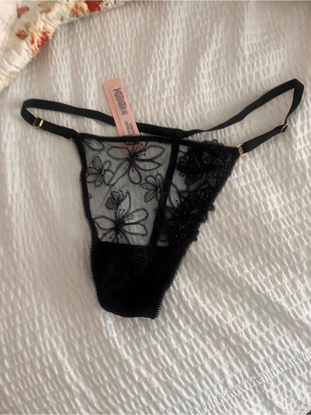 Victoria's Secret Sheer Floral Lace Thong XL